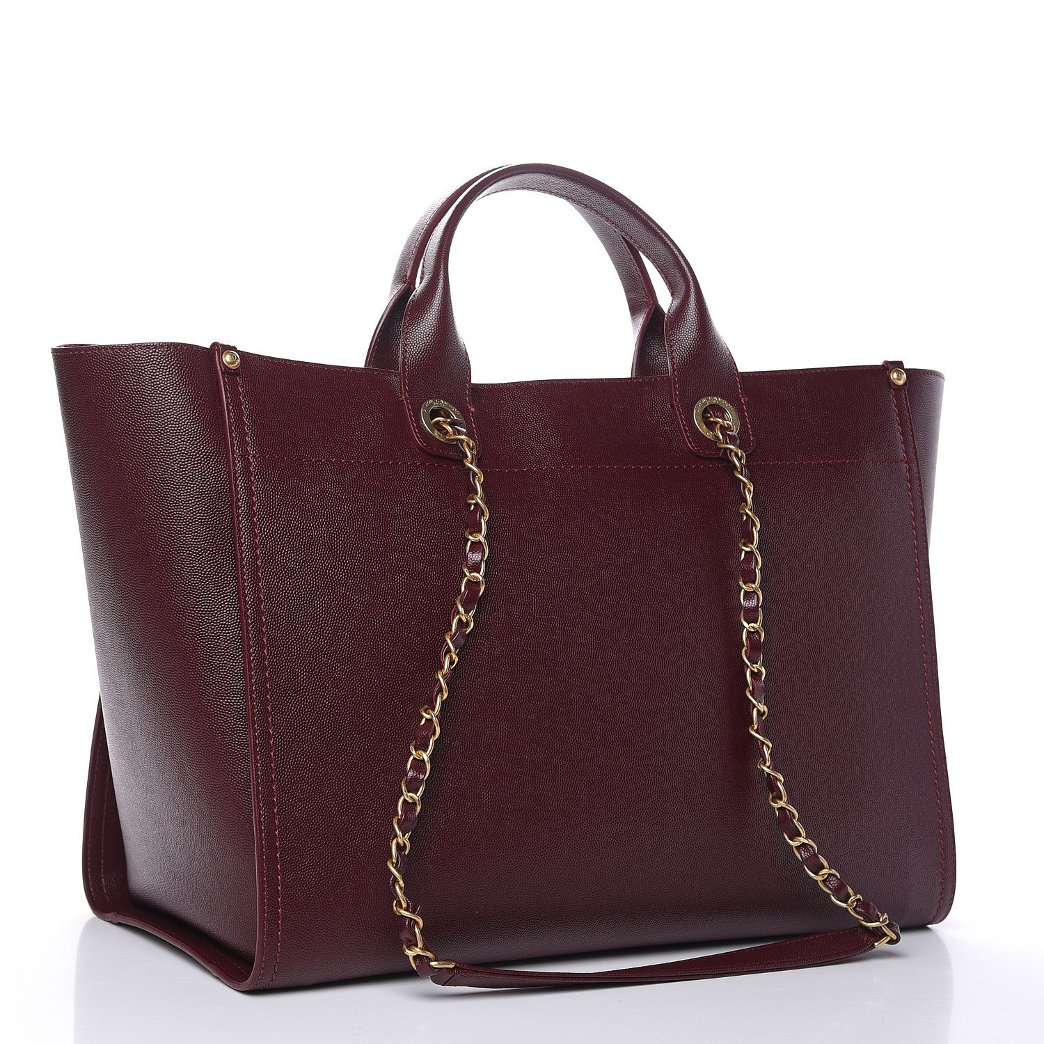 Chanel Caviar Medium Studded Deauville Tote Burgundy 3 of 9