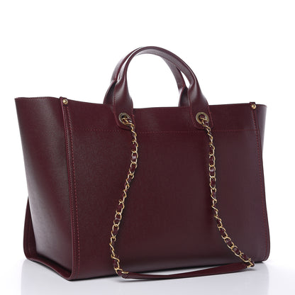 Chanel Caviar Medium Studded Deauville Tote Burgundy 3 of 9