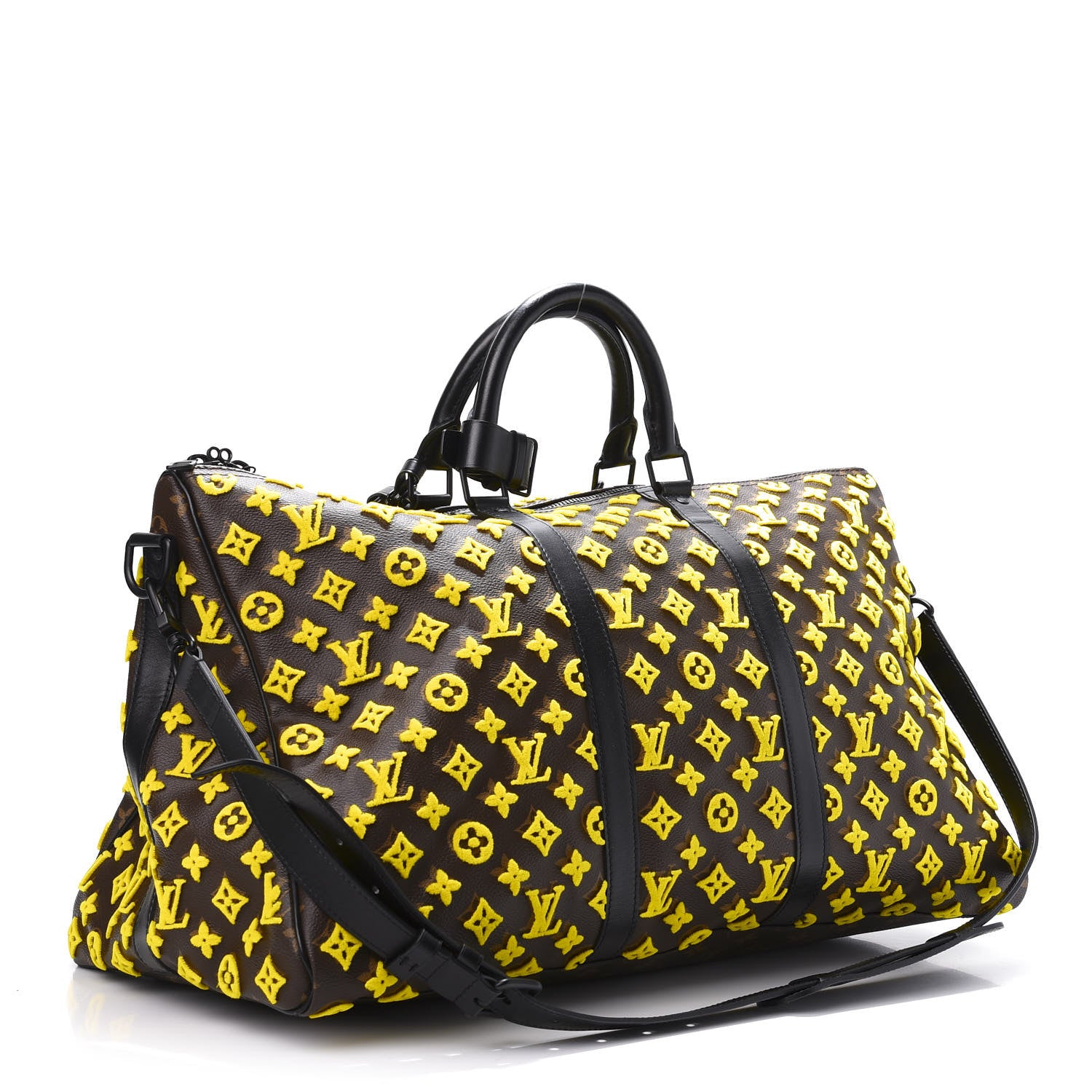 Louis Vuitton Monogram Tuffetage Keepall Triangle Bandouliere 50 Jaune 2 of 12