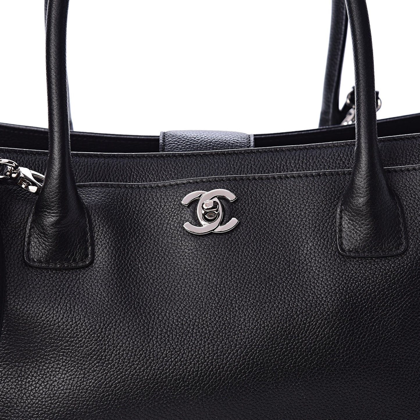 Calfskin Cerf Executive Shopper Tote Black
