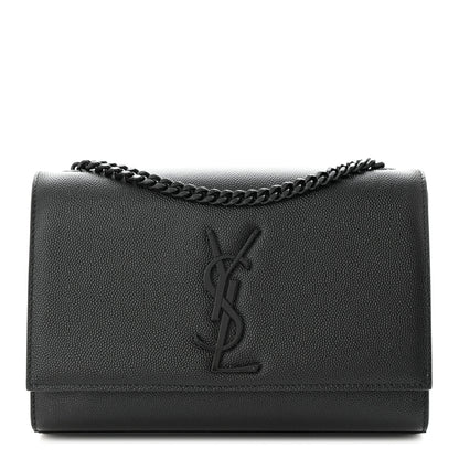 Saint Laurent Grain De Poudre Small Monogram Monochrome Kate Satchel Black 1 of 10