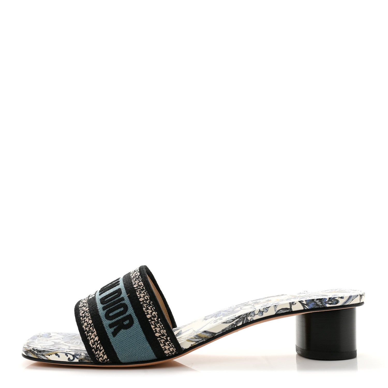 Christian Dior Canvas Toile de Jouy Mexico Embroidered Dway 35mm Slide Sandals 40 White Blue 1 of 10