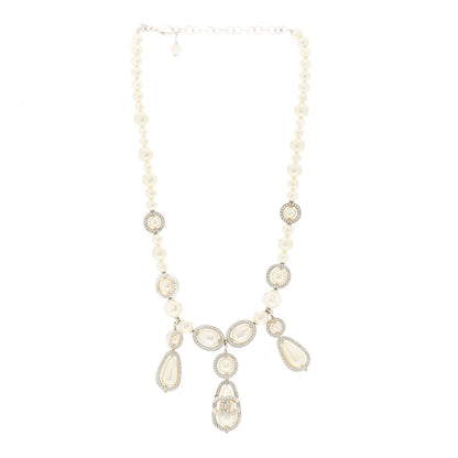 Chanel Pearl Cluster CC Necklace Silver 3 of 4