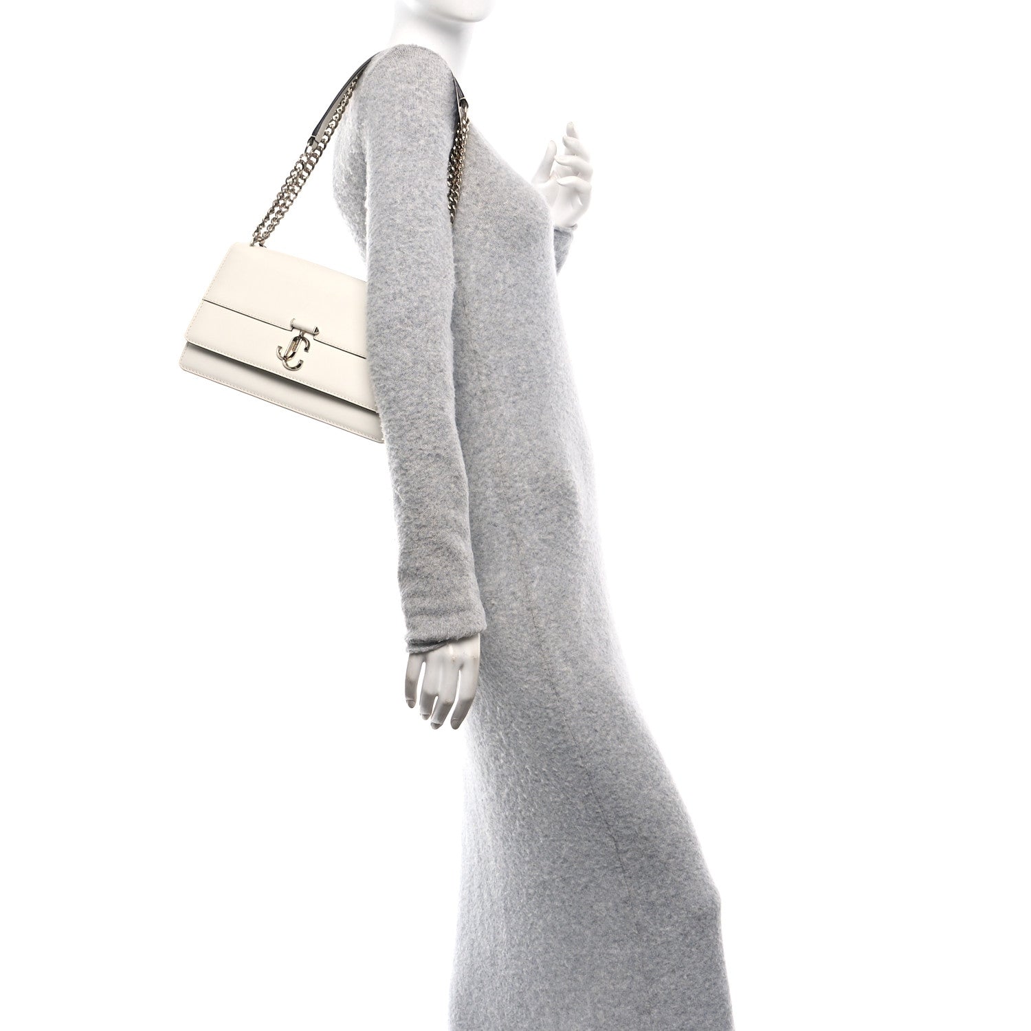 Jimmy Choo Shiny Calfskin Medium Varenne Shoulder Bag Latte 3 of 9