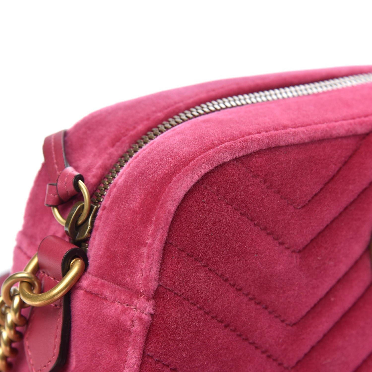 Gucci Velvet Matelasse Small GG Marmont Chain Shoulder Bag Light Raspberry Rose 12 of 12
