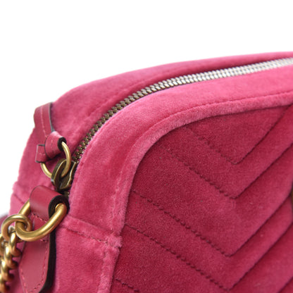 Gucci Velvet Matelasse Small GG Marmont Chain Shoulder Bag Light Raspberry Rose 12 of 12