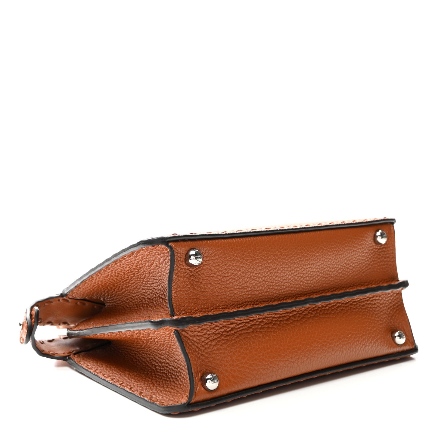 Cuoio Roma Sellerissima Nappa Sintetica Tape Stitch Small Peekaboo I SEE U Satchel Brandy