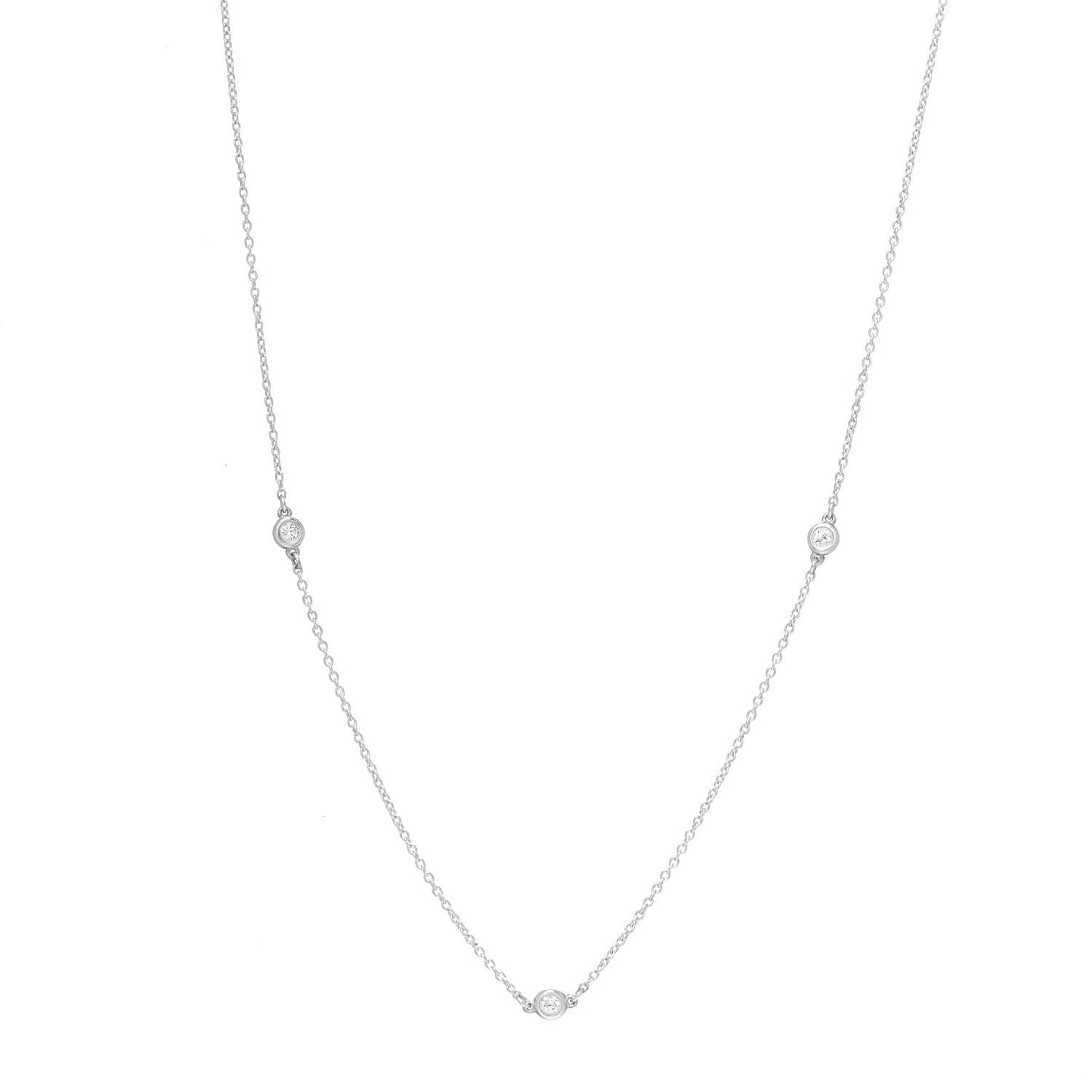 Sterling Silver Diamond .09ctw Elsa Peretti Diamonds by the Yard Three Station Necklace