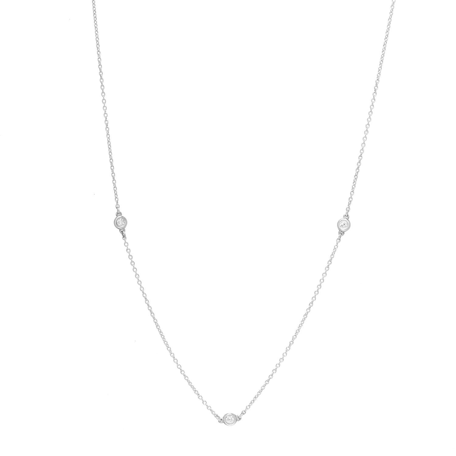Tiffany Sterling Silver Diamond .09ctw Elsa Peretti Diamonds by the Yard Three Station Necklace 1 of 4