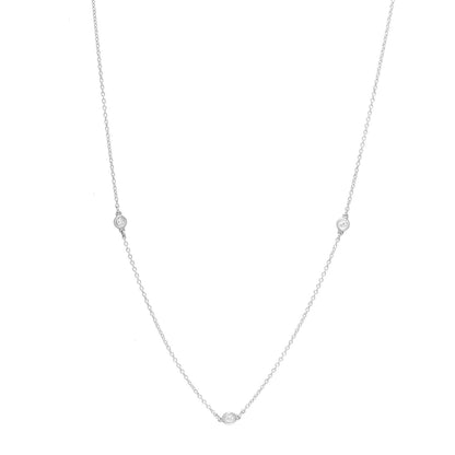Tiffany Sterling Silver Diamond .09ctw Elsa Peretti Diamonds by the Yard Three Station Necklace 1 of 4
