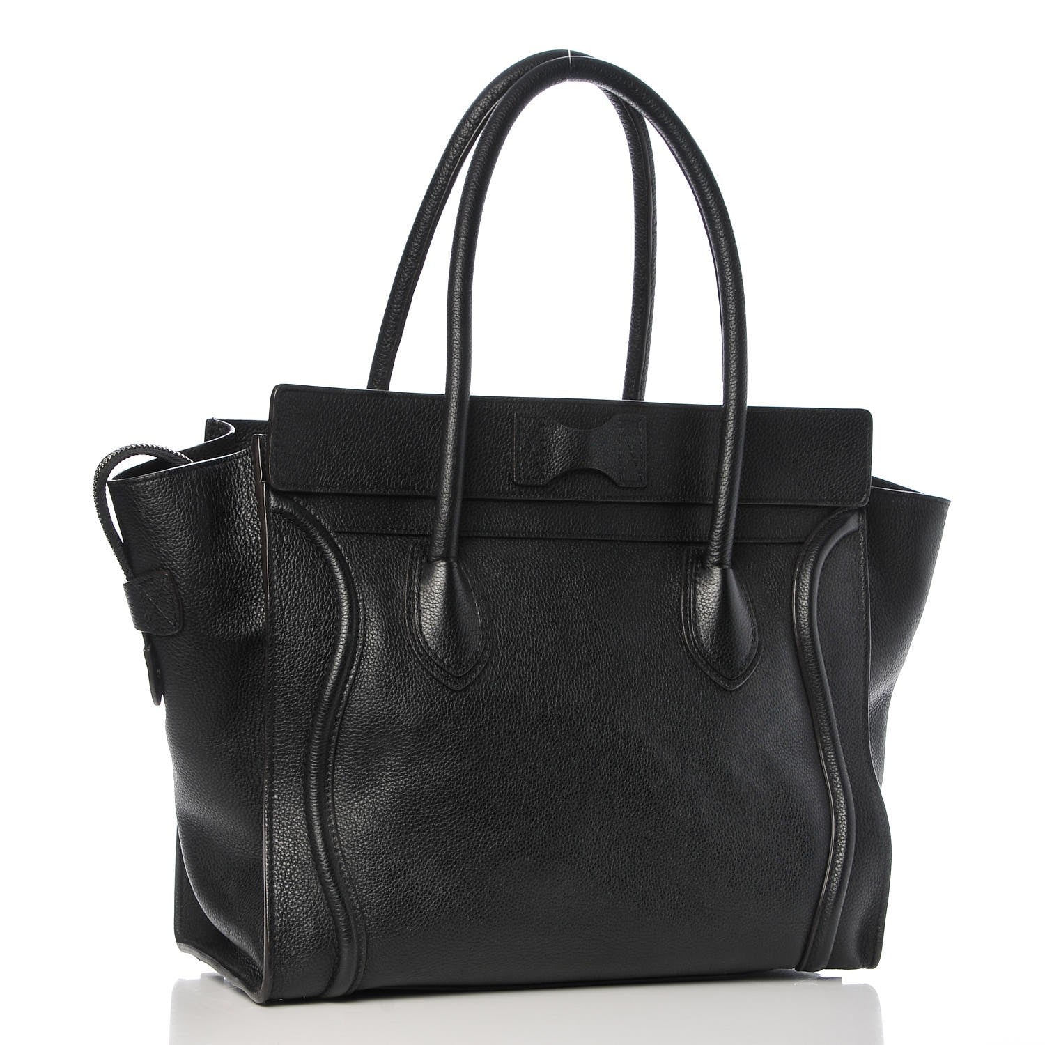 Celine Drummed Calfskin Shoulder Luggage Black 3 of 9