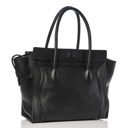 Celine Drummed Calfskin Shoulder Luggage Black 3 of 9