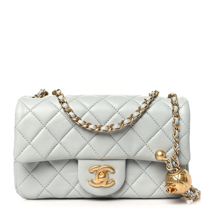 Chanel Lambskin Quilted Mini Rectangular Pearl Crush Flap Grey 1 of 9