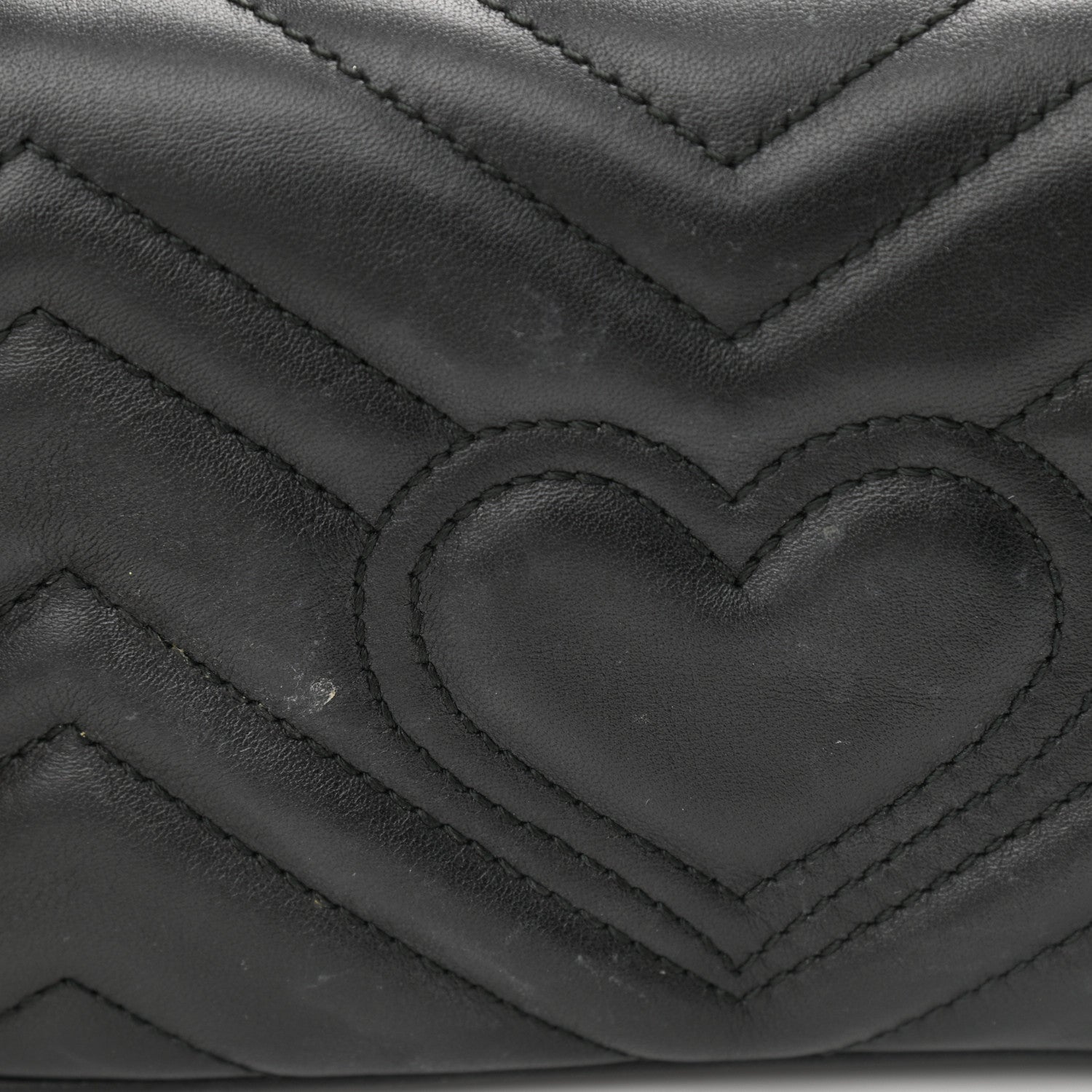 Gucci Calfskin Matelasse Super Mini GG Marmont Shoulder Bag Black 12 of 15