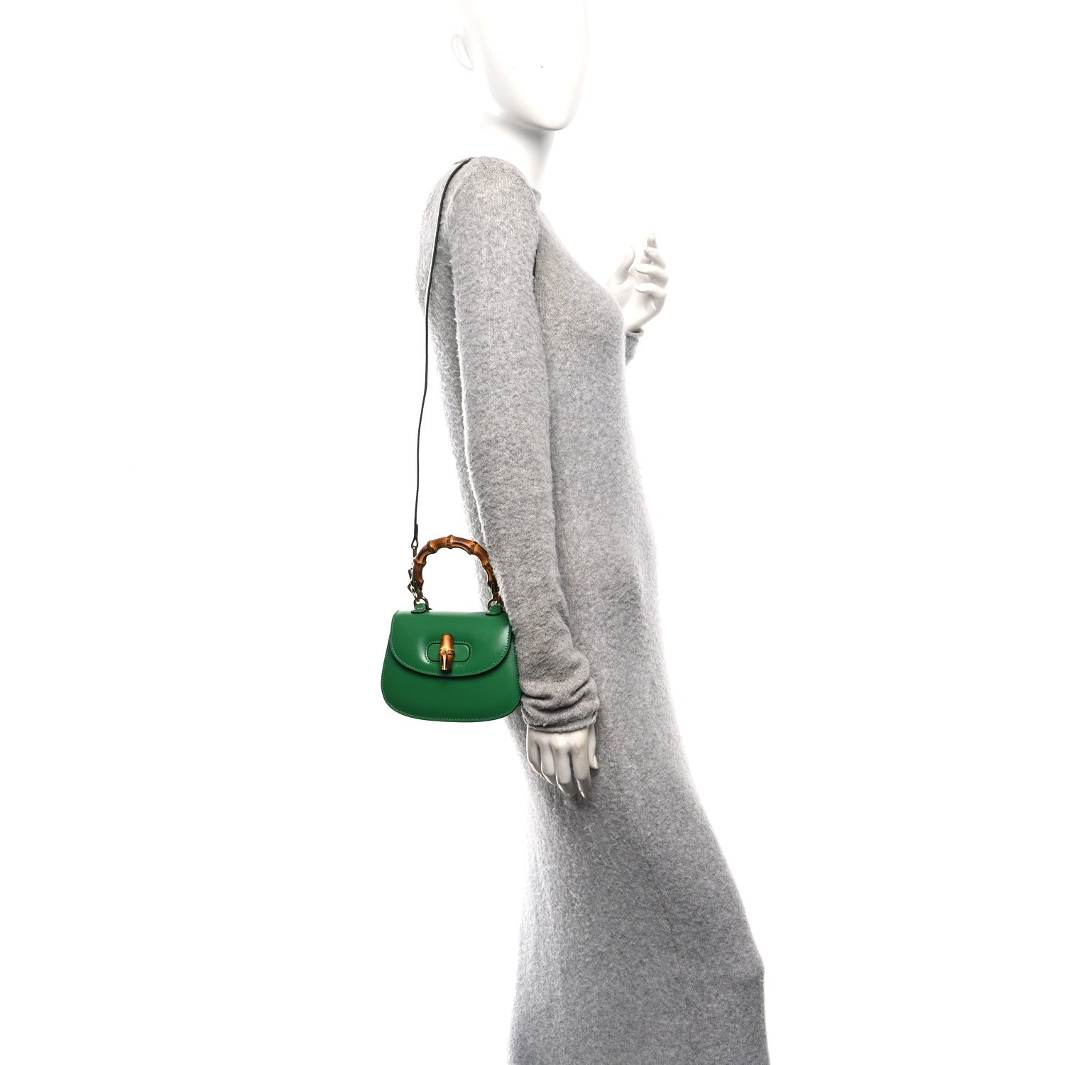 Gucci Boarded Dyana Lux Calfskin Mini Bamboo 1947 Top Handle Bag Spring Green 2 of 10