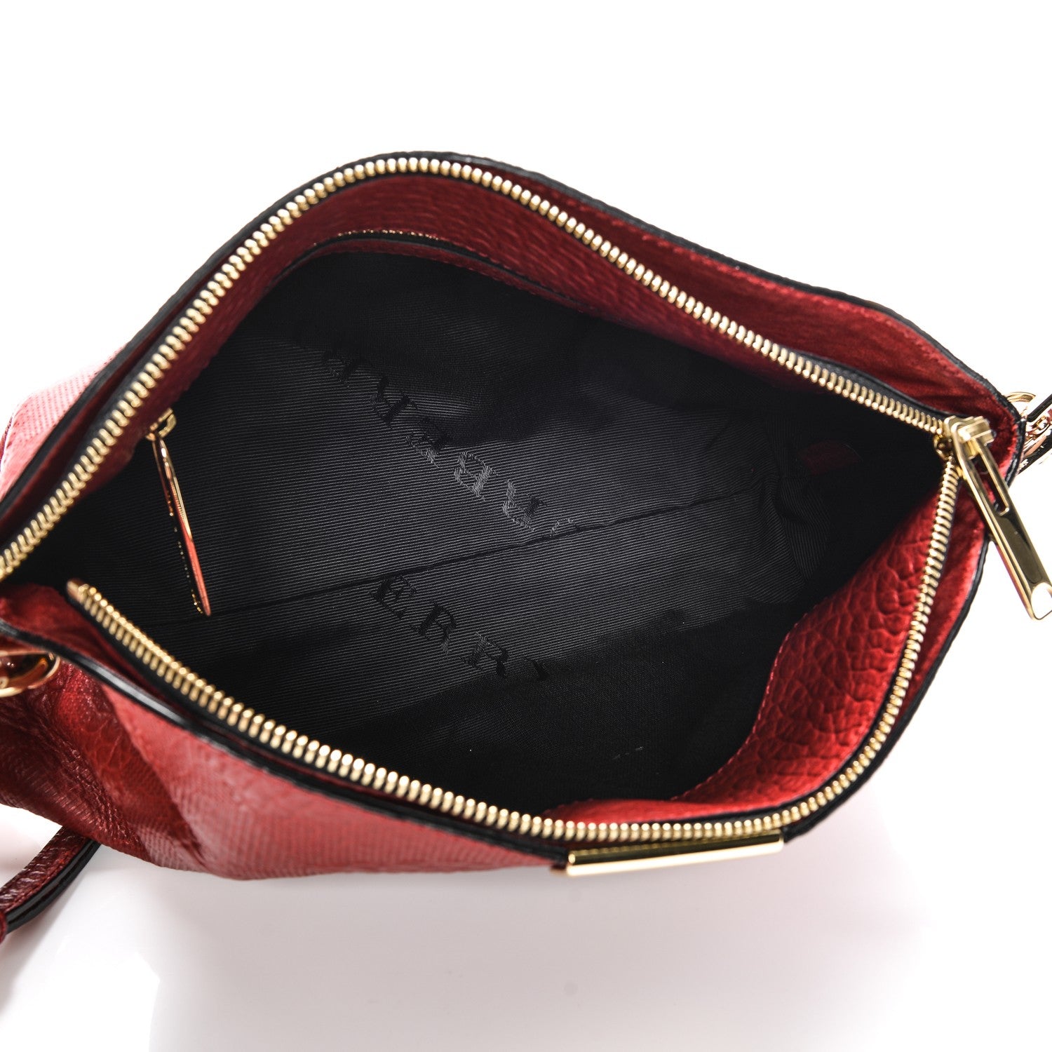 Burberry Signature Grain Calfskin Check Embossed Small Chichester Crossbody Clutch Bag Red 5 of 8