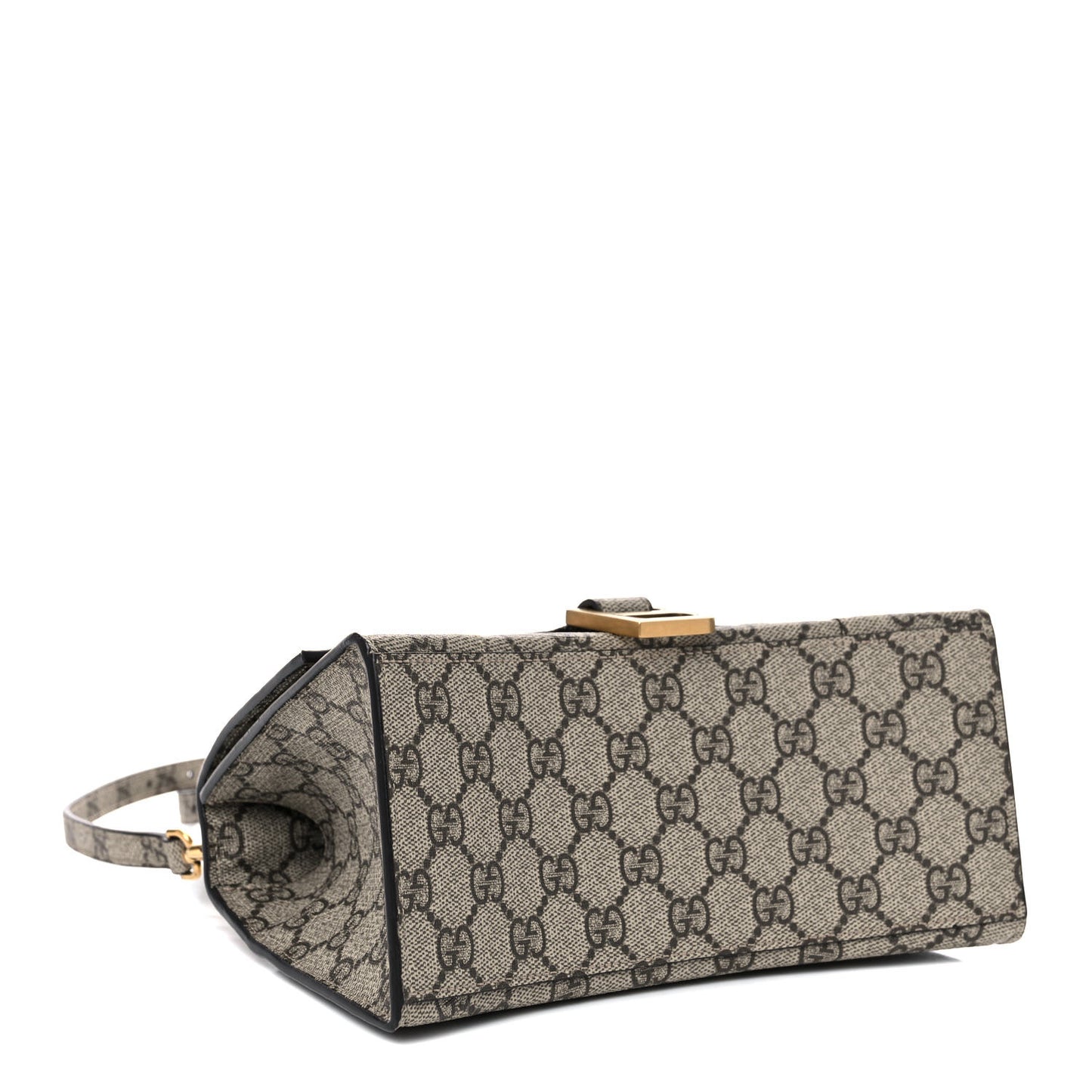 X GUCCI GG Supreme Monogram Small Hourglass Top Handle Bag Beige Ebony