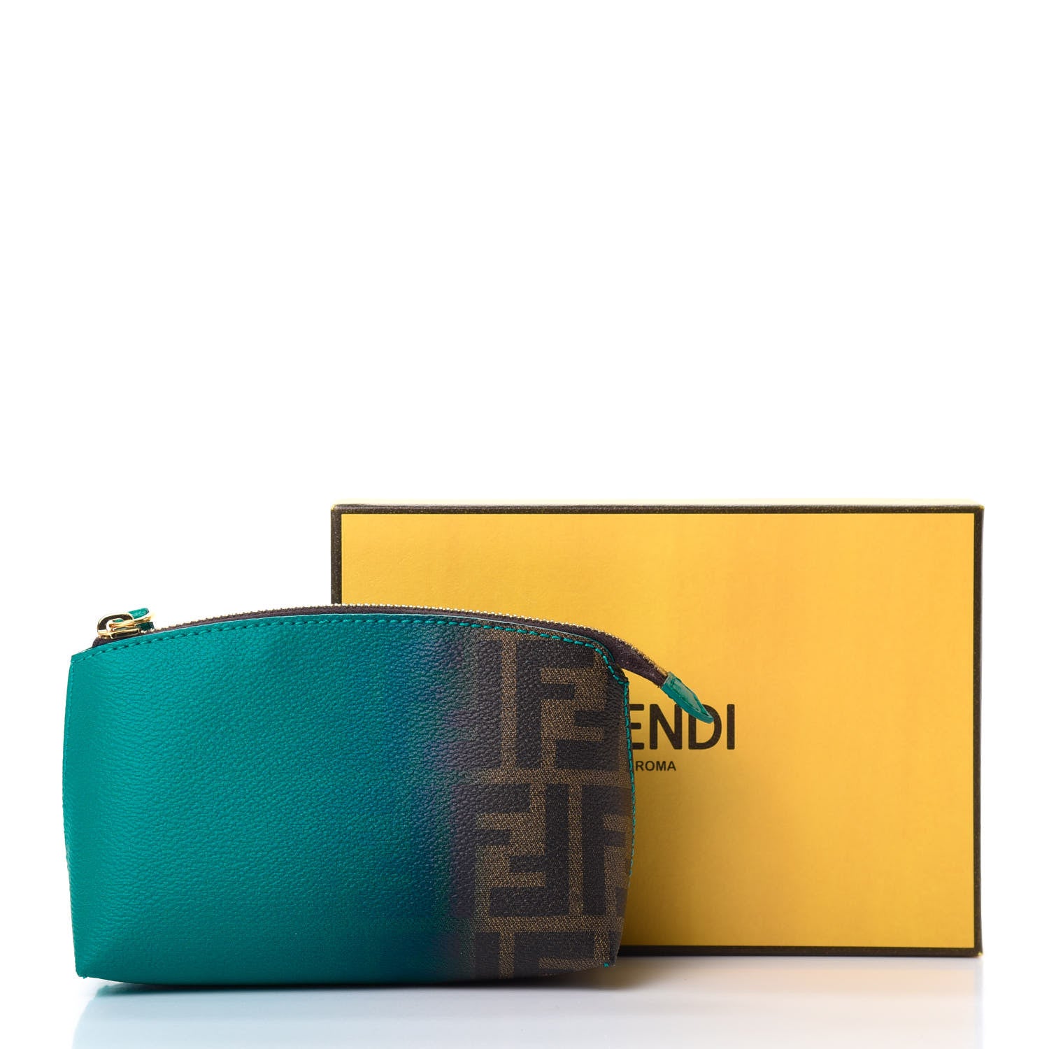 Fendi Zucca Ombre Large Cosmetic Pouch Tobacco Turquoise 8 of 8