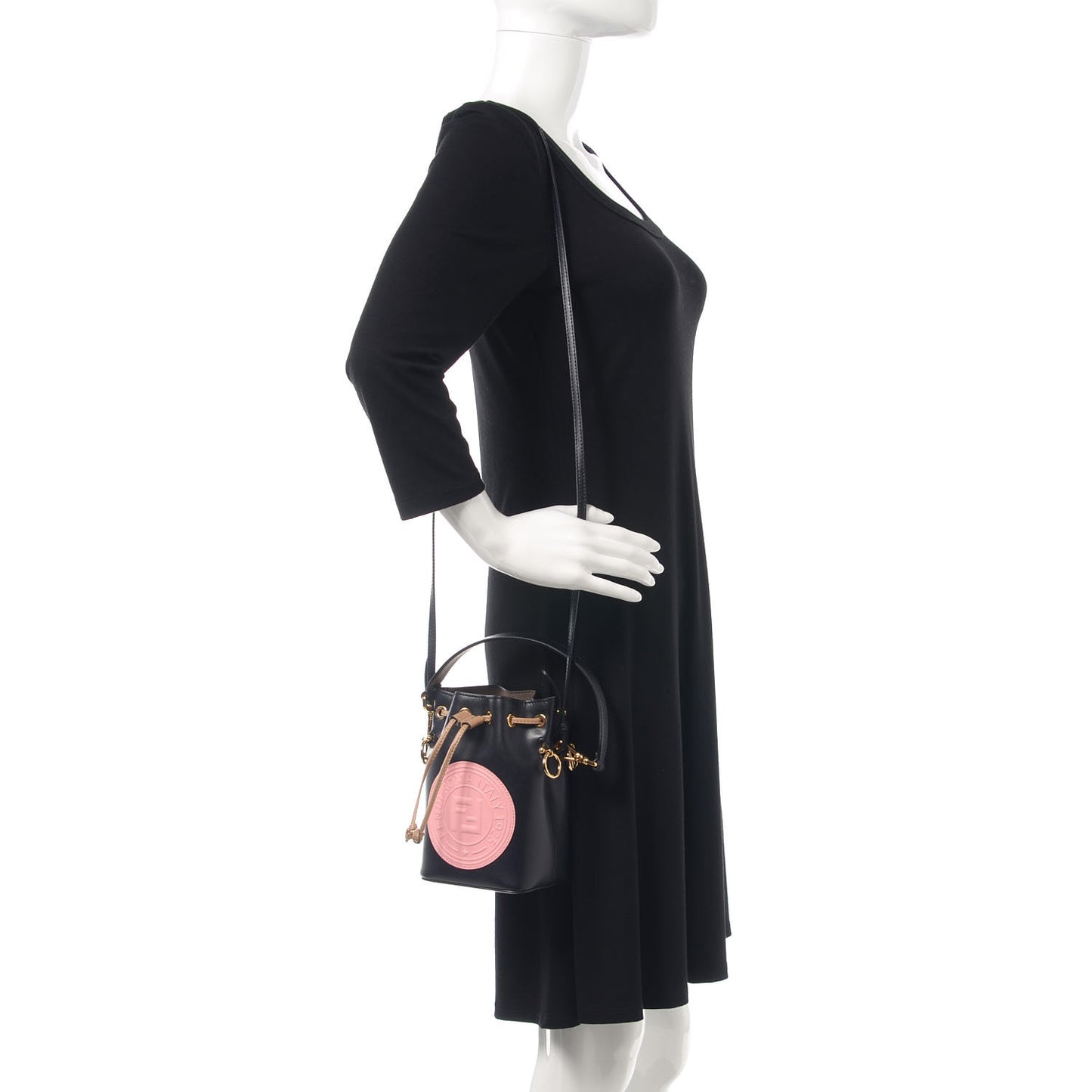 Vitello Liberty F is Fendi Stamp Patch Mini Mon Tresor Bucket Bag Blue Notte Cuoio Flamingo