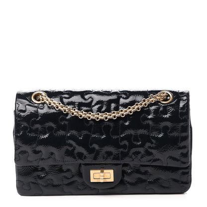 Chanel Crackled Patent Calfskin Puzzle 2.55 Reissue 225 Flap Black 1 of 13