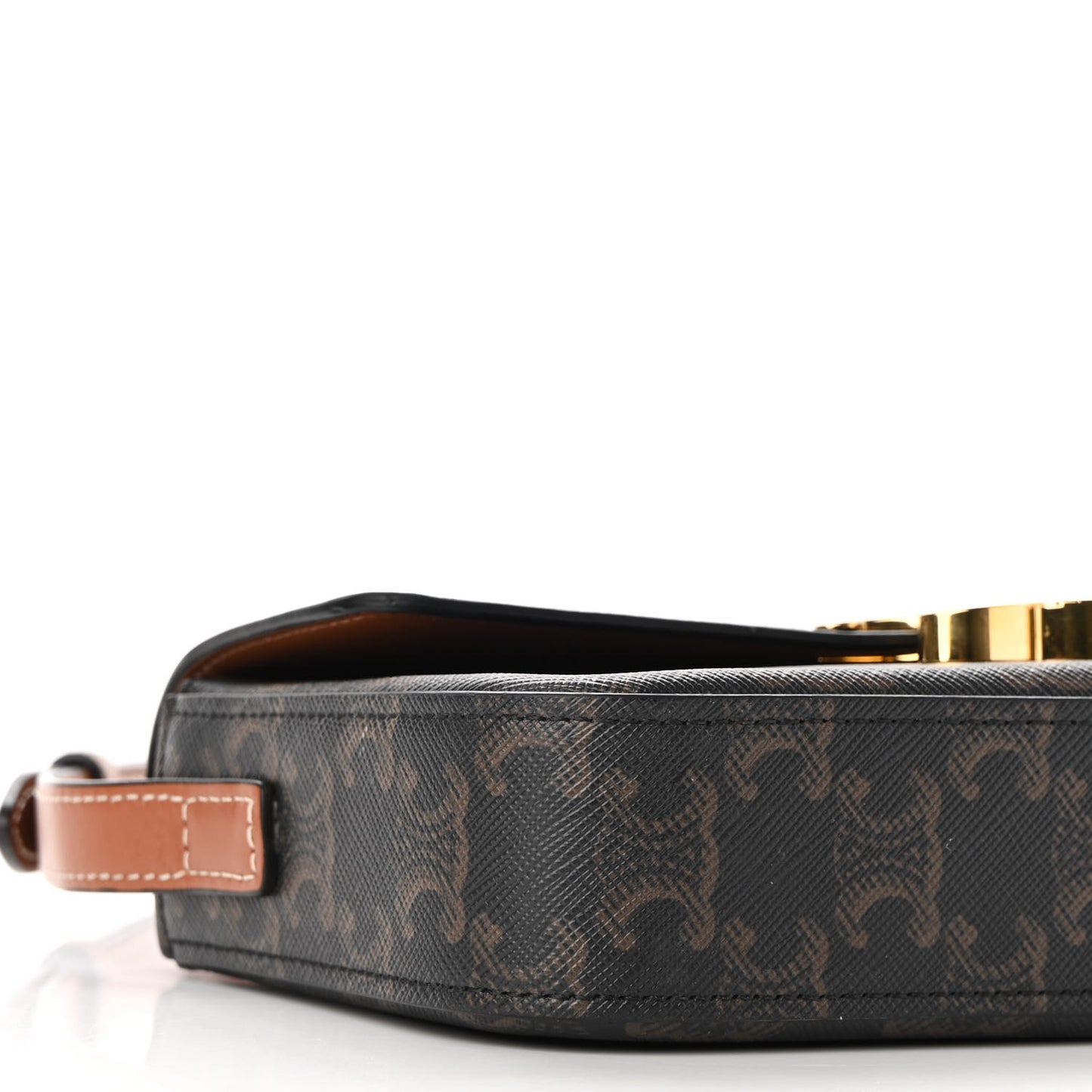 Canvas Calfskin Triomphe Shoulder Bag Tan