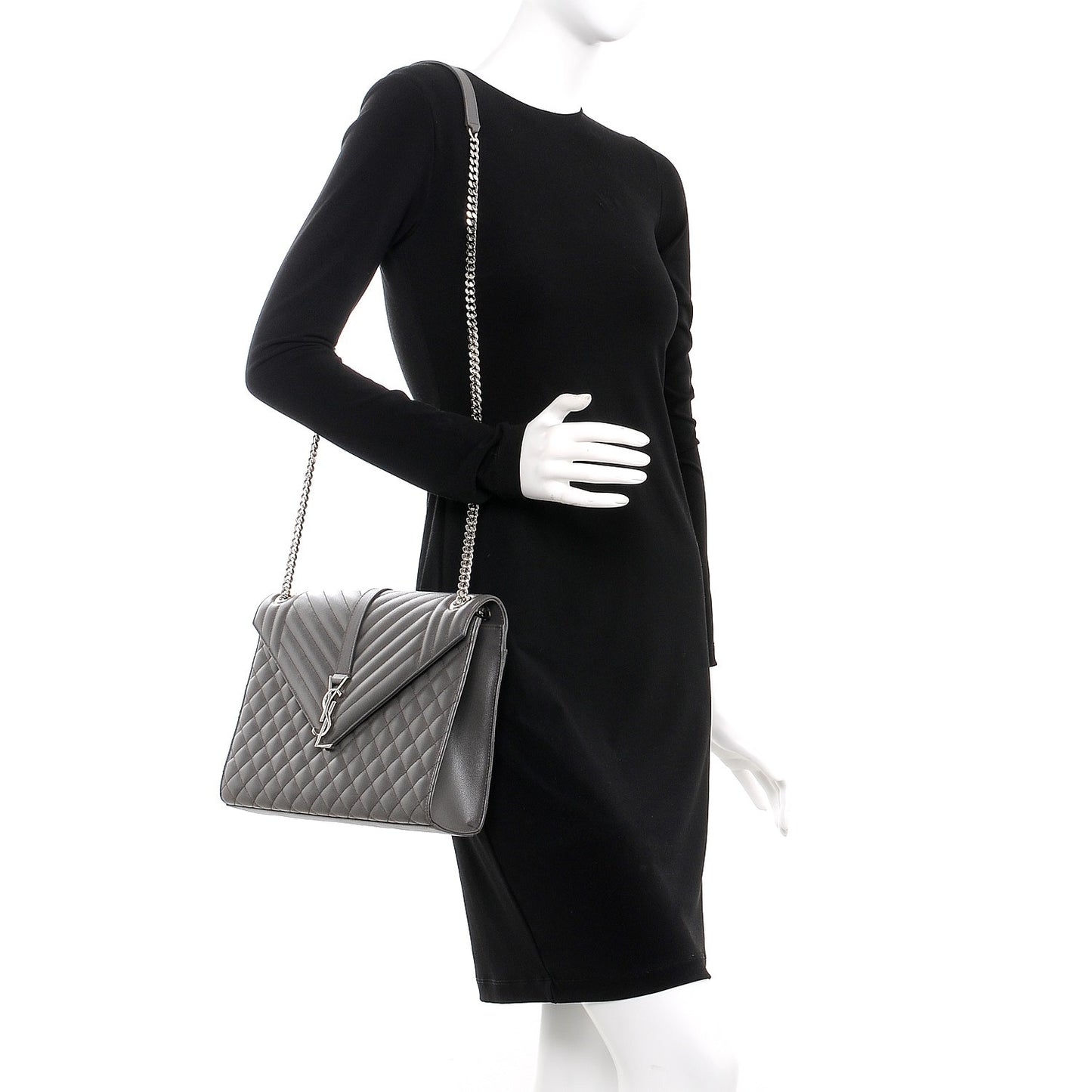 Grain De Poudre Textured Mixed Matelasse Large Triquilt Monogram Satchel Earth