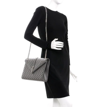 Saint Laurent Grain De Poudre Textured Mixed Matelasse Large Triquilt Monogram Satchel Earth 2 of 8