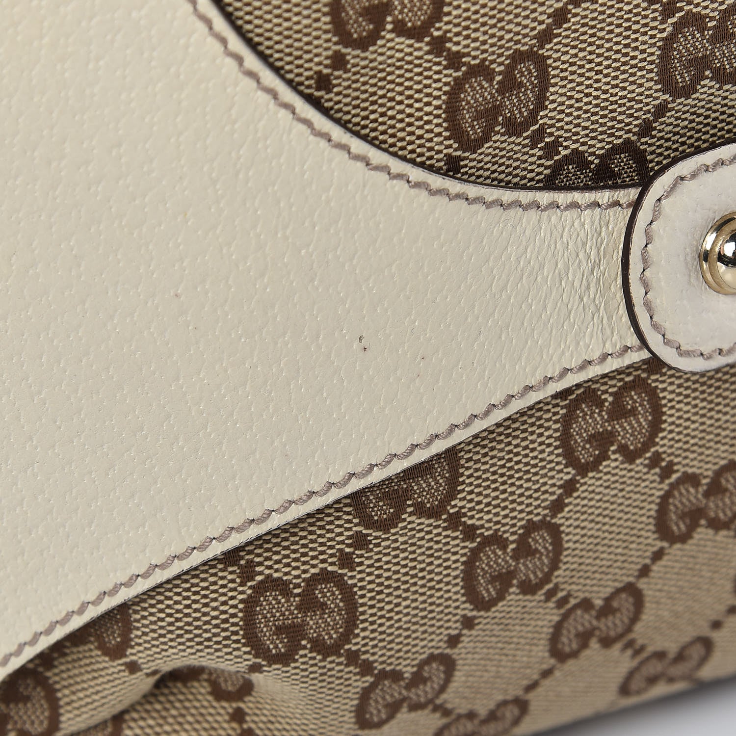 Gucci Monogram Calfskin Horsebit Hobo Off White 13 of 13