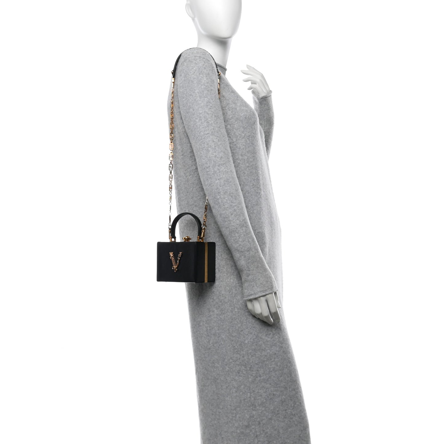 Calfskin Virtus Square Shoulder Bag Black