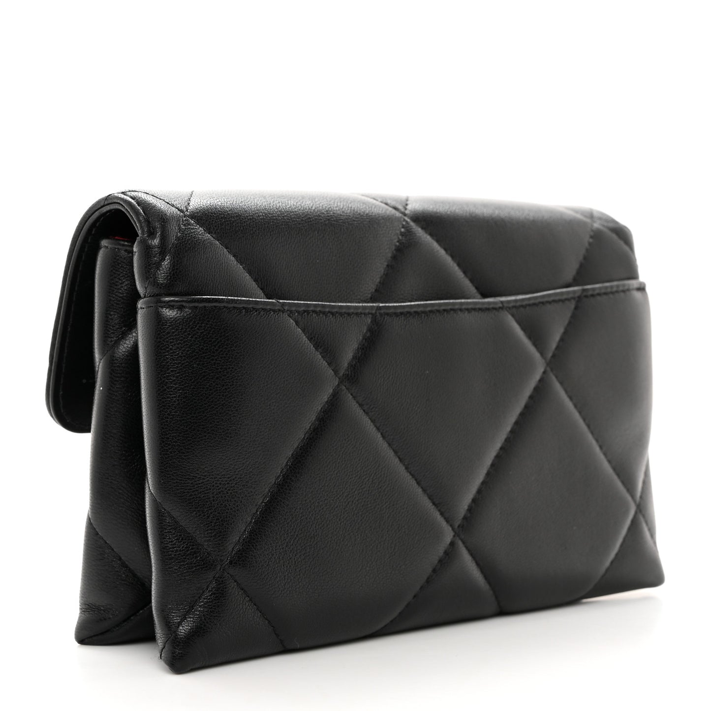 Lambskin Quilted 19 Flap Clutch Black