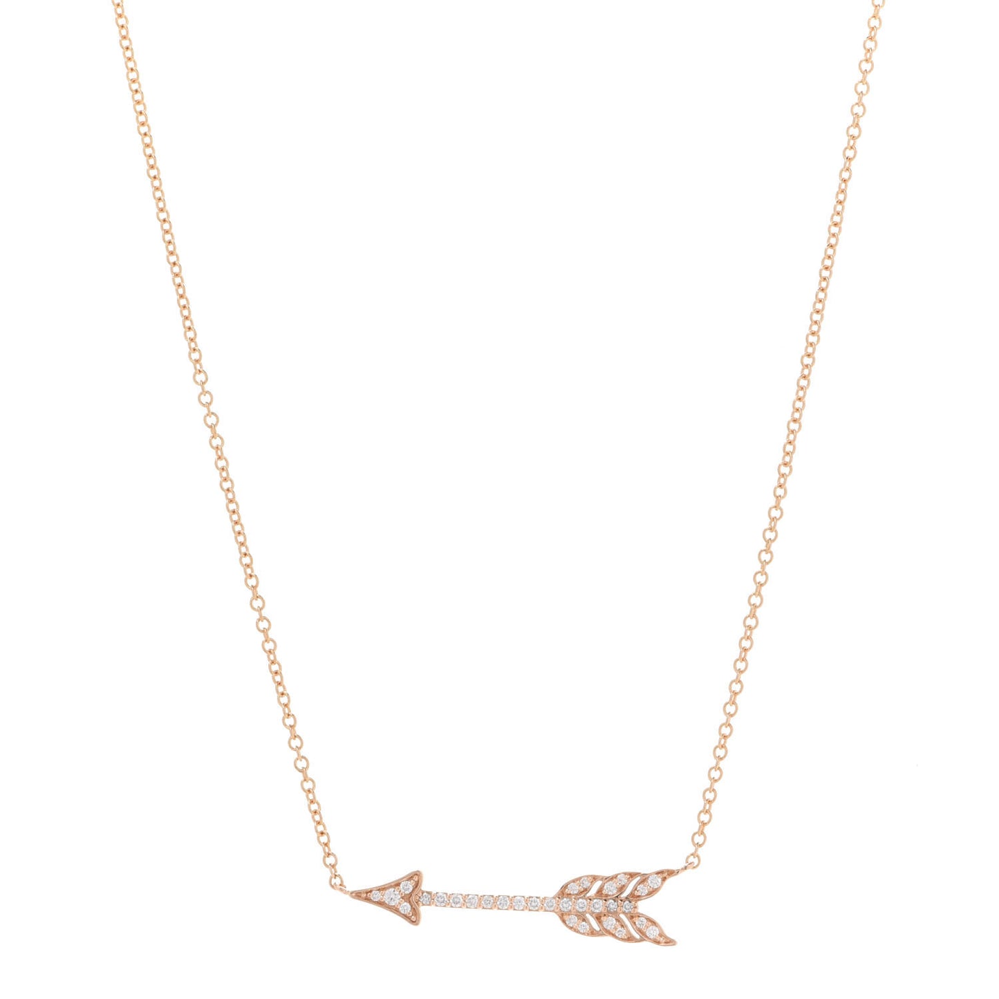18K Rose Gold Diamond Arrow Pendant Necklace
