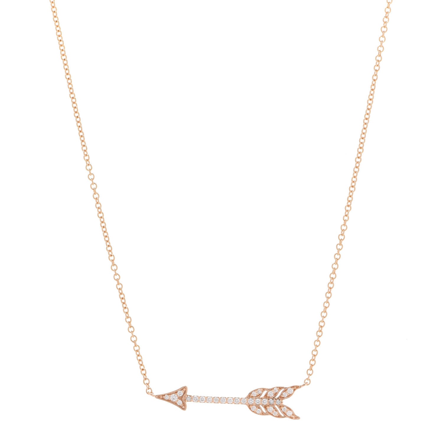 Tiffany 18K Rose Gold Diamond Arrow Pendant Necklace 1 of 7