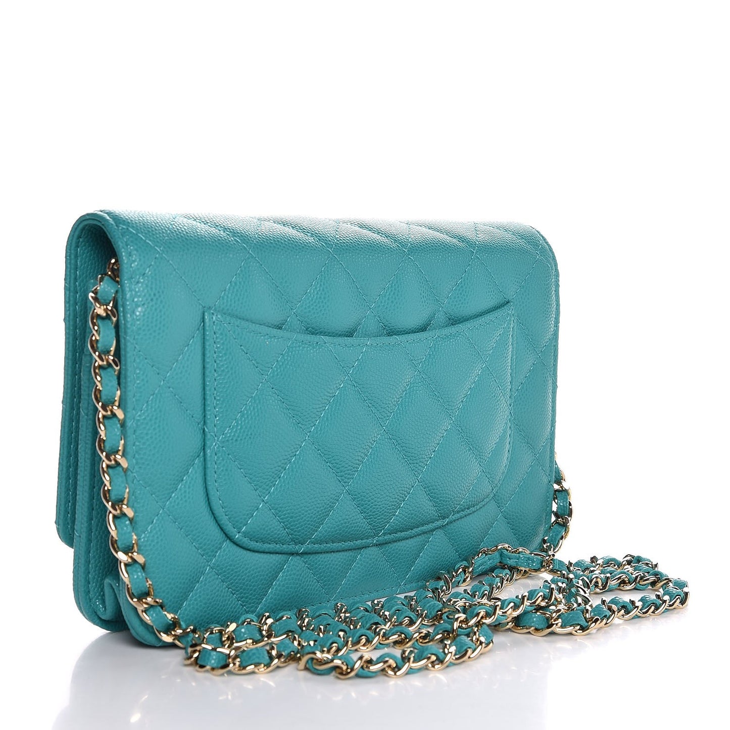 Caviar Quilted Wallet On Chain WOC Turquoise