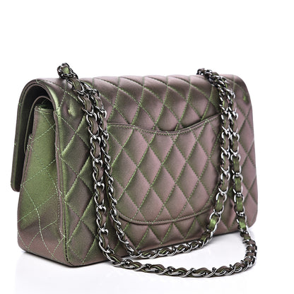 Chanel Iridescent Lambskin Quilted Medium Double Flap Green 2 of 14