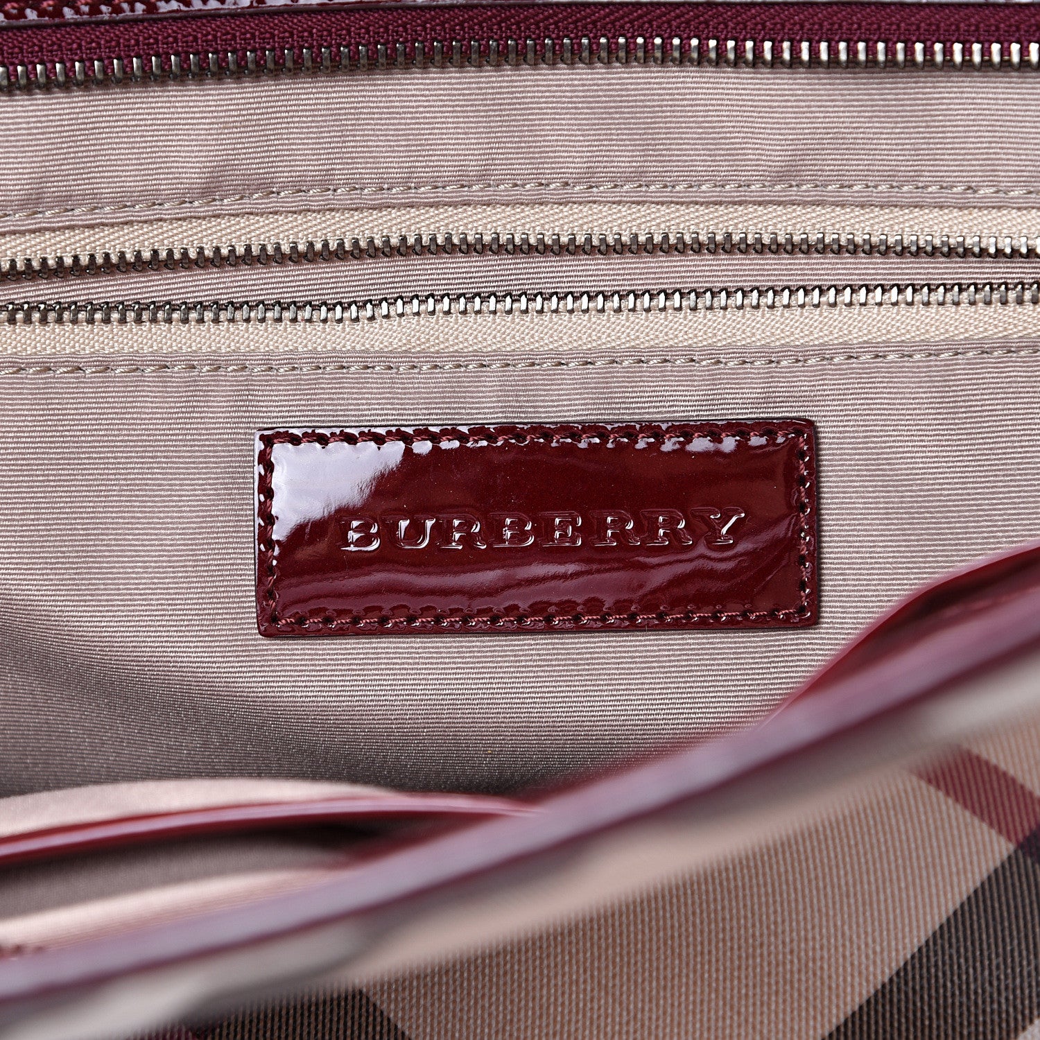 Burberry Patent Supernova Check Ashmore Tote Red 5 of 15