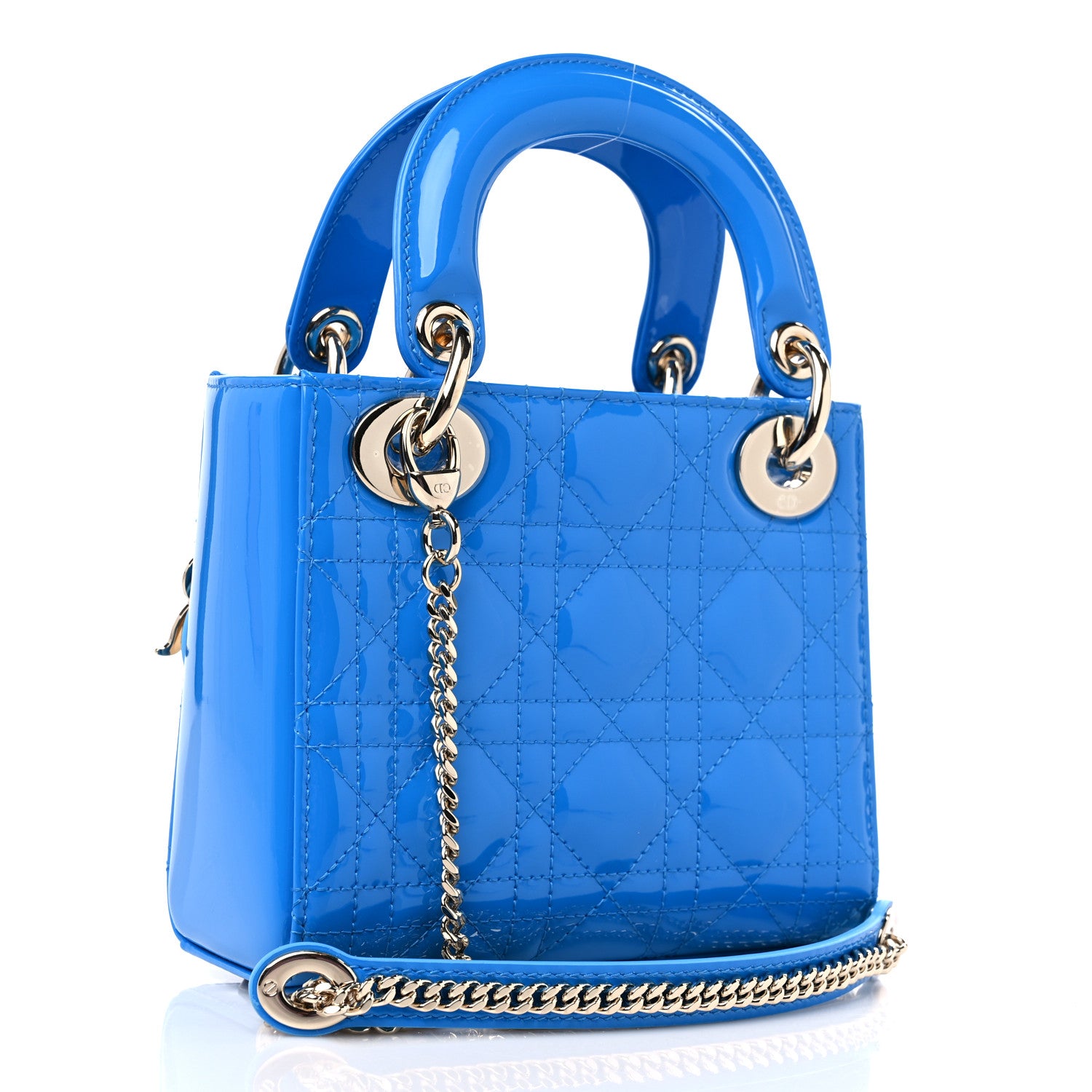 Christian Dior Patent Cannage Mini Lady Dior Blue 2 of 8
