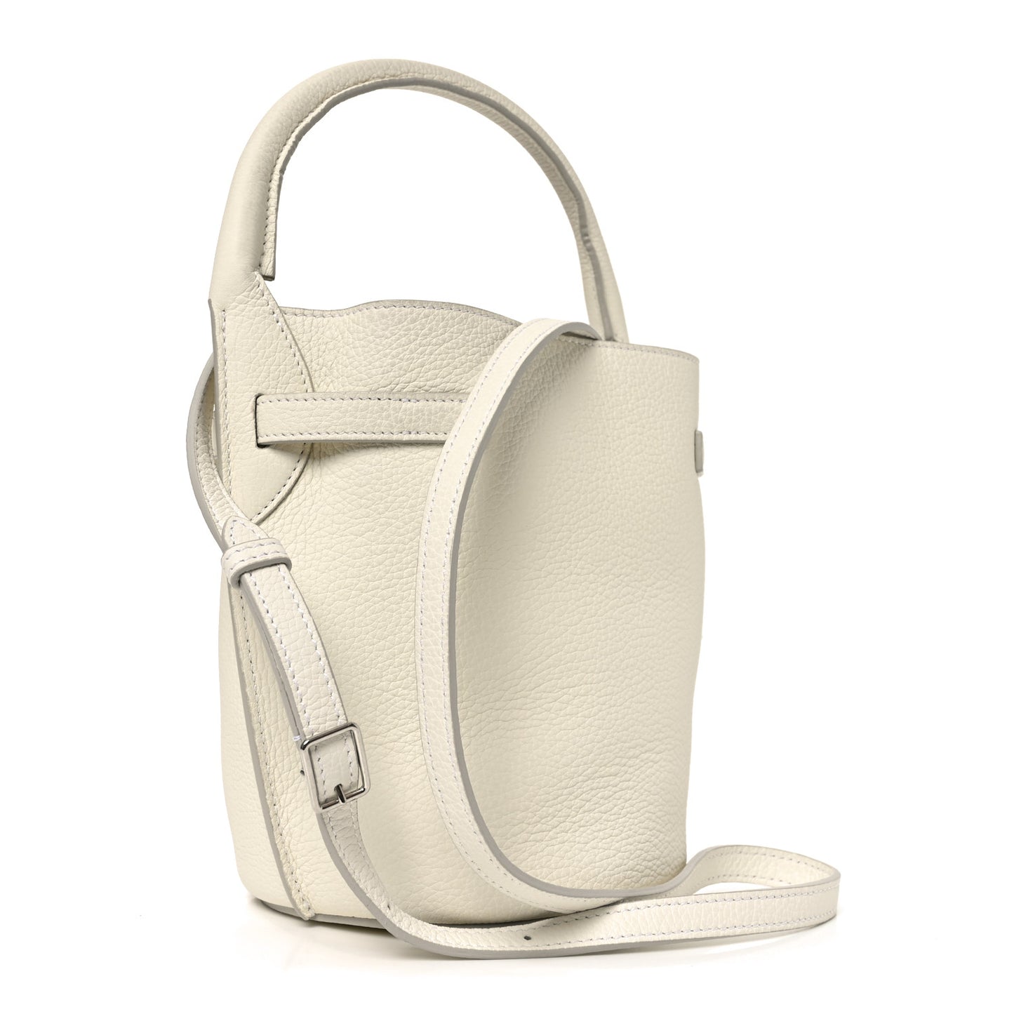 Supple Grained Calfskin Nano Big Bag Bucket White