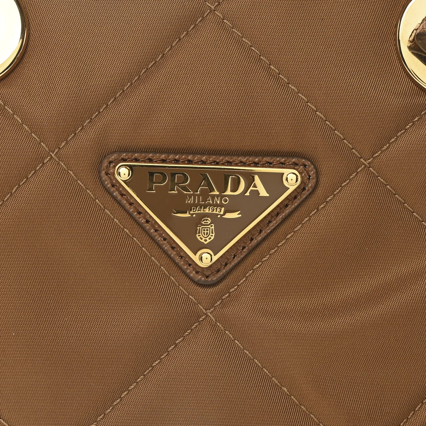 Re-Nylon Saffiano Stitched Re-Edition 1995 Chaine Shoulder Bag Brandy