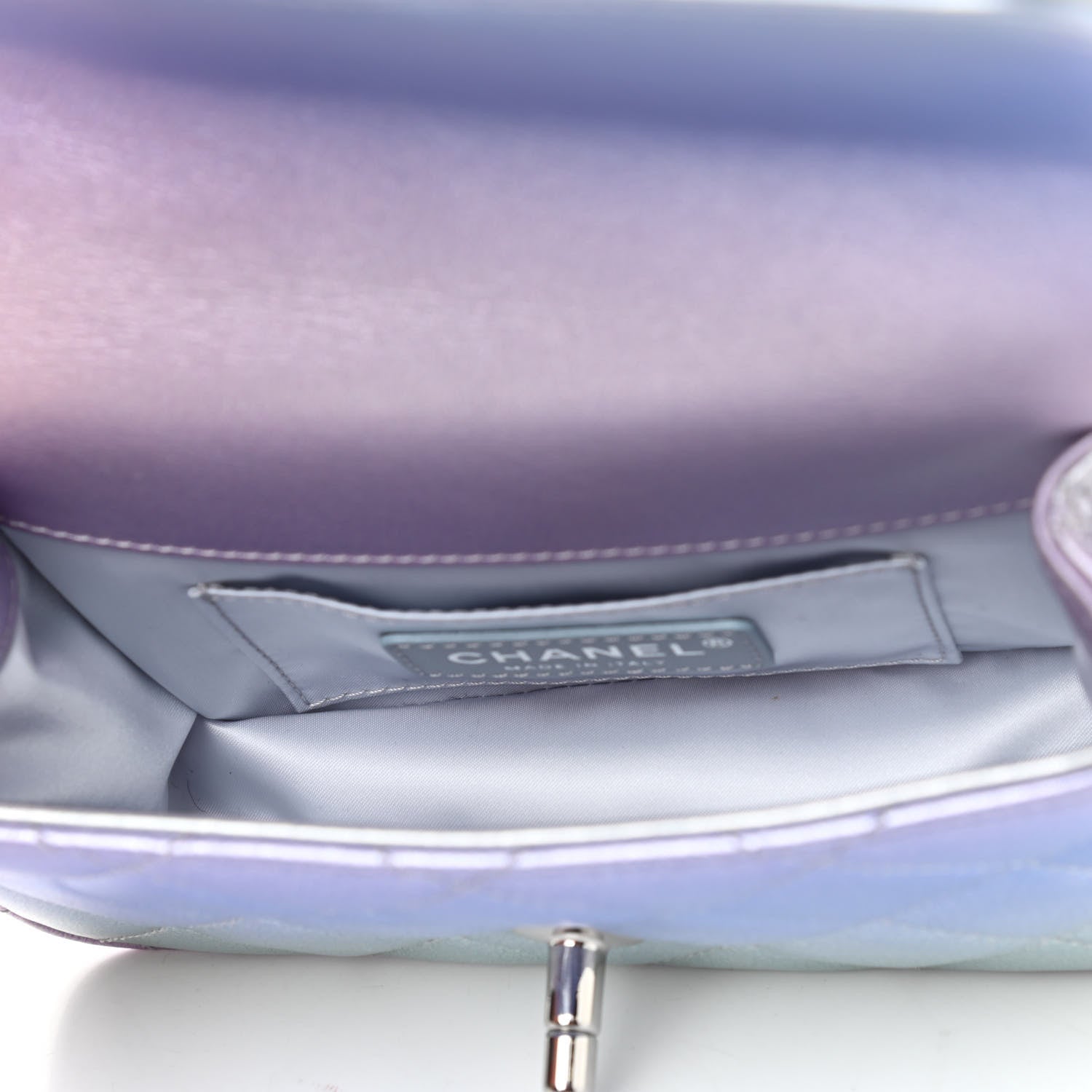 Chanel Gradient Metallic Calfskin Quilted Clutch Silver Blue Yellow Purple 5 of 9