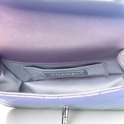 Chanel Gradient Metallic Calfskin Quilted Clutch Silver Blue Yellow Purple 5 of 9