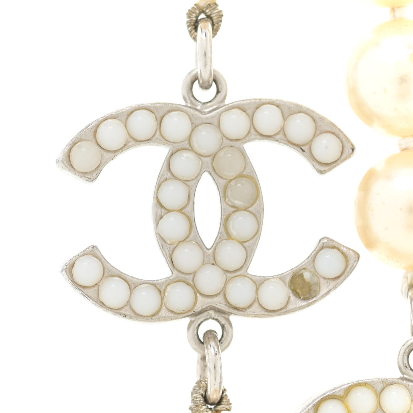 Pearl CC Long Necklace Light Gold