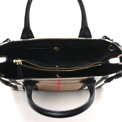 Burberry House Check Grainy Calfskin Medium Banner Tote Black 5 of 10