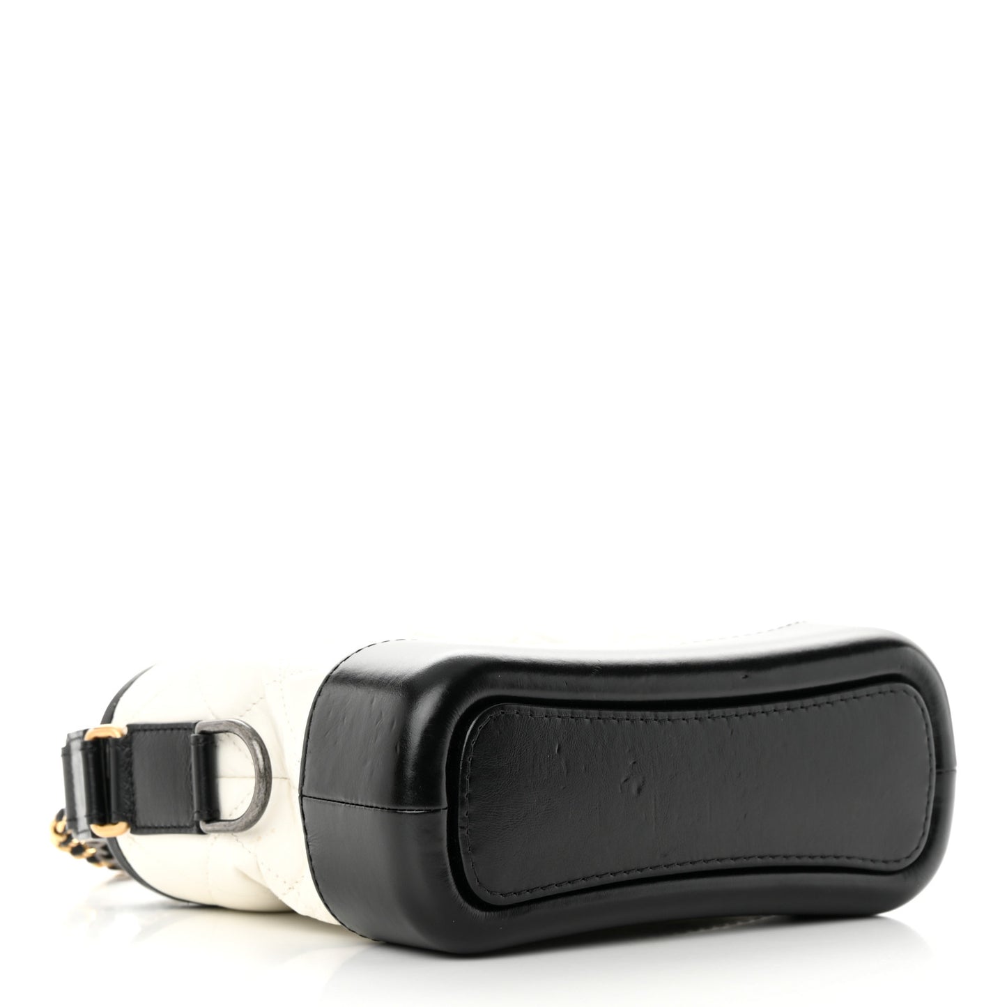 Aged Calfskin Quilted Small Gabrielle Hobo Black White