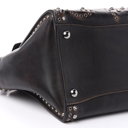 Prada Vitello Vintage Studded Sound Twin Pocket Satchel Ebano 7 of 17