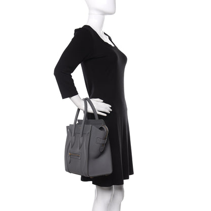Celine Drummed Calfskin Micro Luggage Kohl 2 of 10