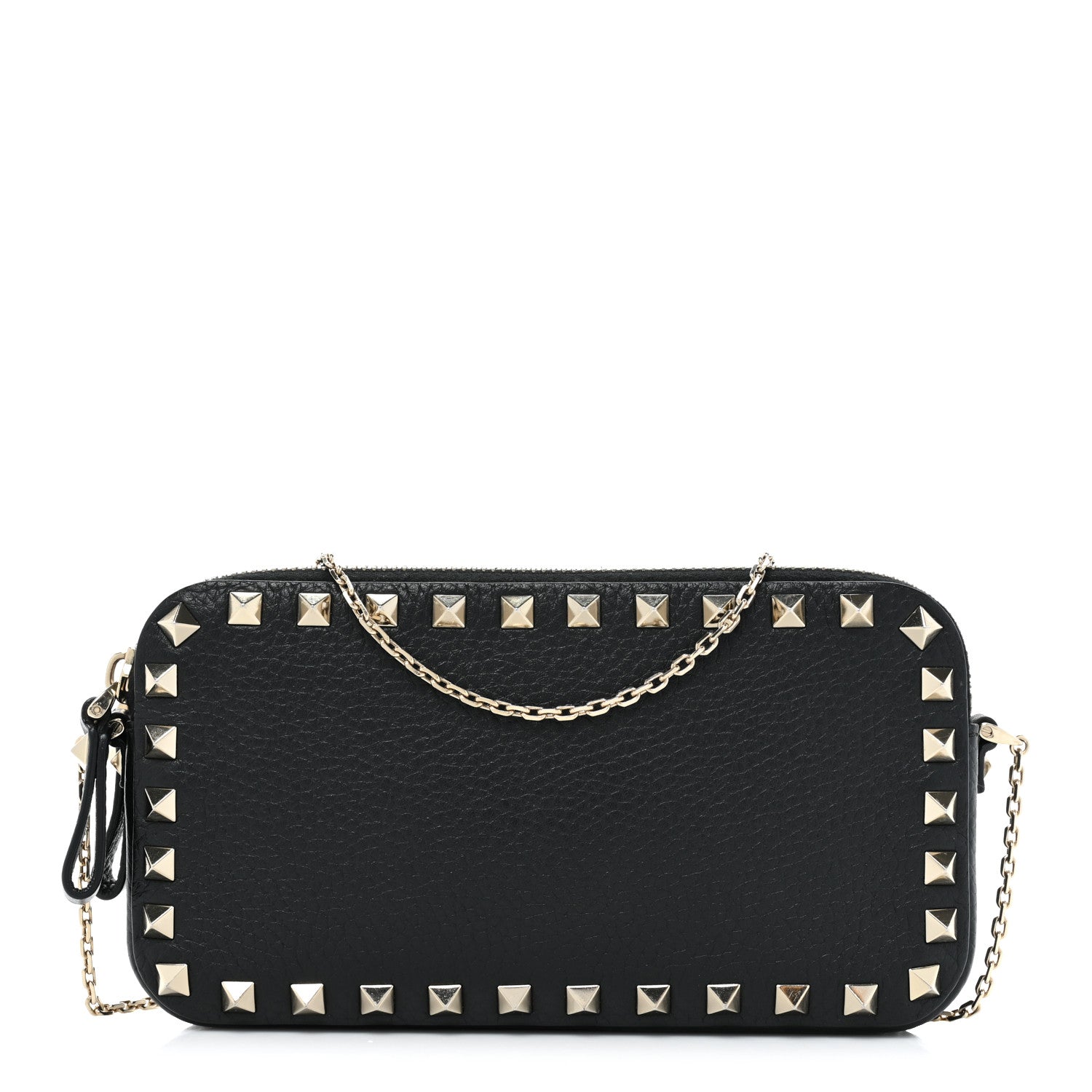 Valentino Garavani Pebbled Calfskin Rockstud Small Chain Shoulder Bag Black 1 of 10