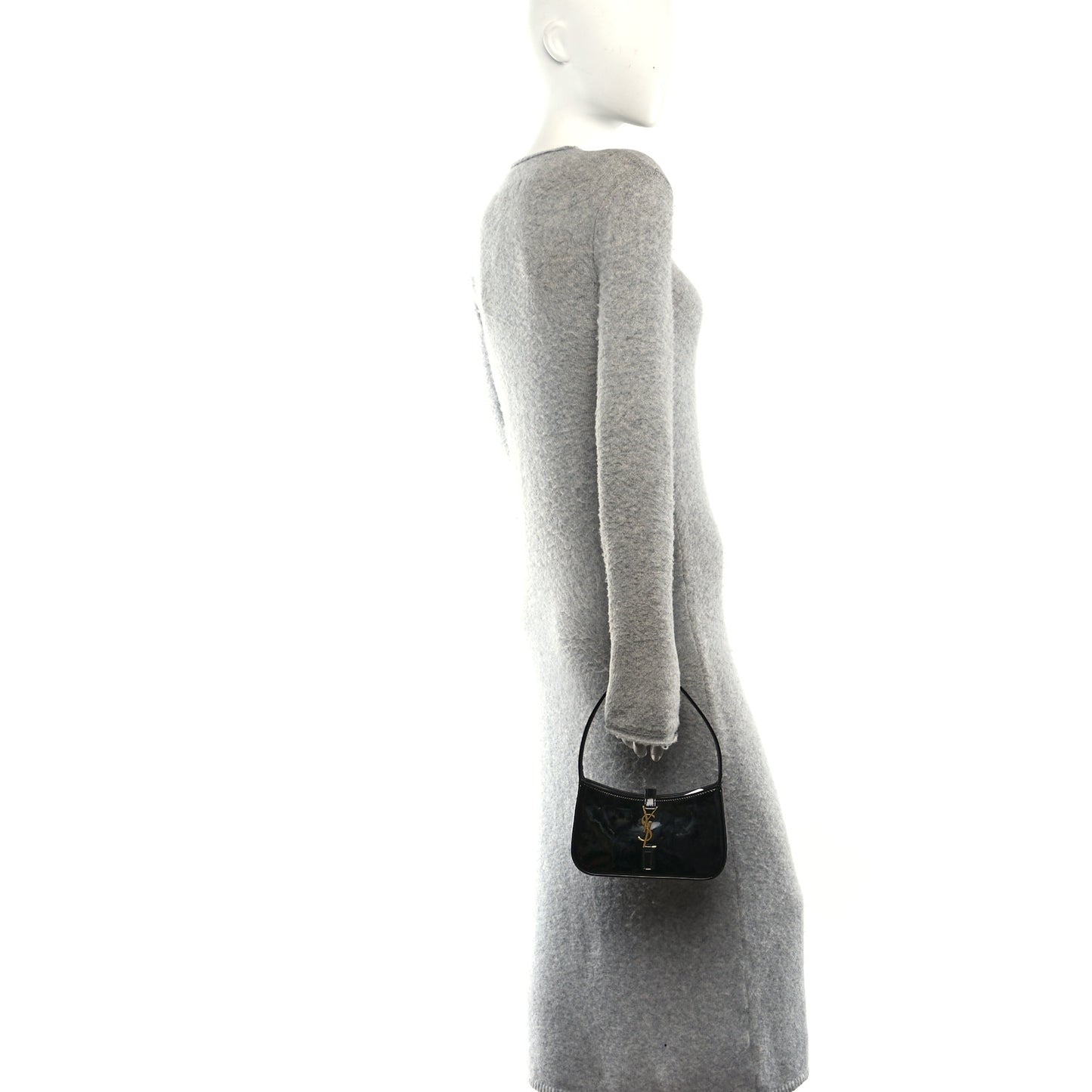 Patent Calfskin Le 5 A 7 Mini Hobo Black