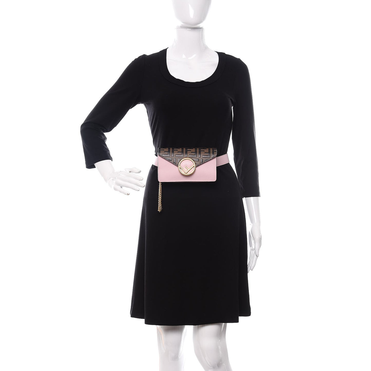 Vitello Cruise F is Fendi Bi-Color FF 1974 Embossed Envelope Belt Bag Maya Black Peonia
