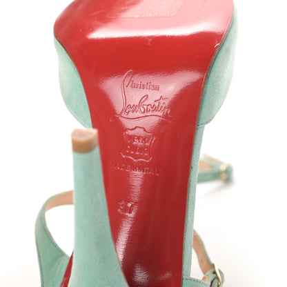 Christian Louboutin Suede Open Toe 100 Cage Sandals 37 Opal 6 of 9
