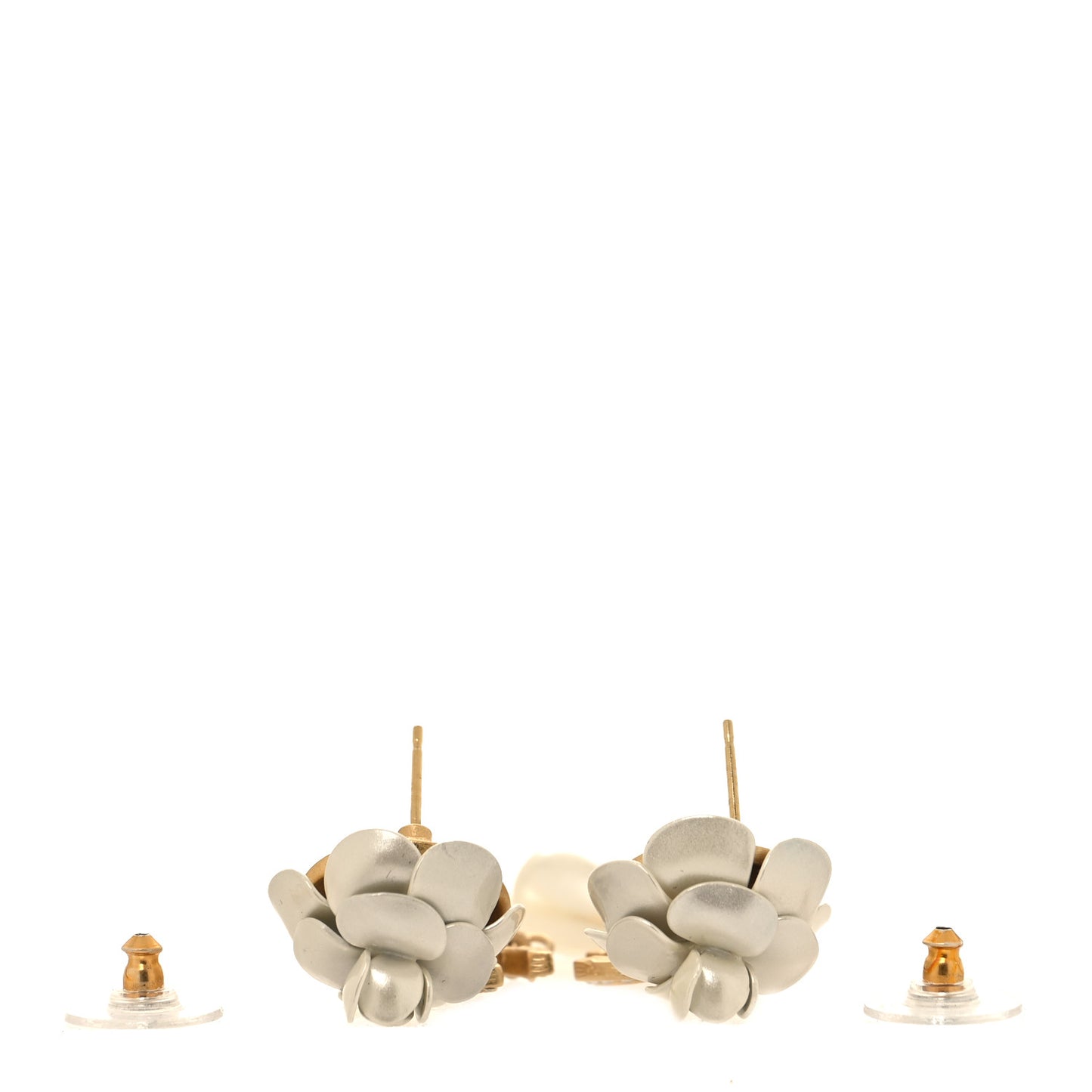 Metal Crystal Pearl 90s Camellia CC Drop Earrings Gold